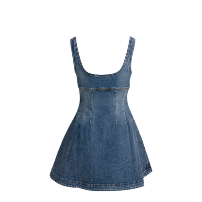 MAYFEYR - Self Portrait - Denim Flared Dress - RS26812SBLBLUE
