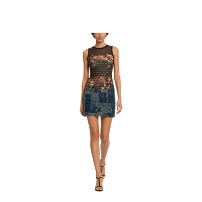 Miniskirt with Newspaper Print