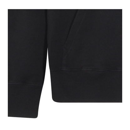 Black Front Pouch Pocket Adjustable Drawstring Hood Ribbed Cuffs Logo Patch Detailing