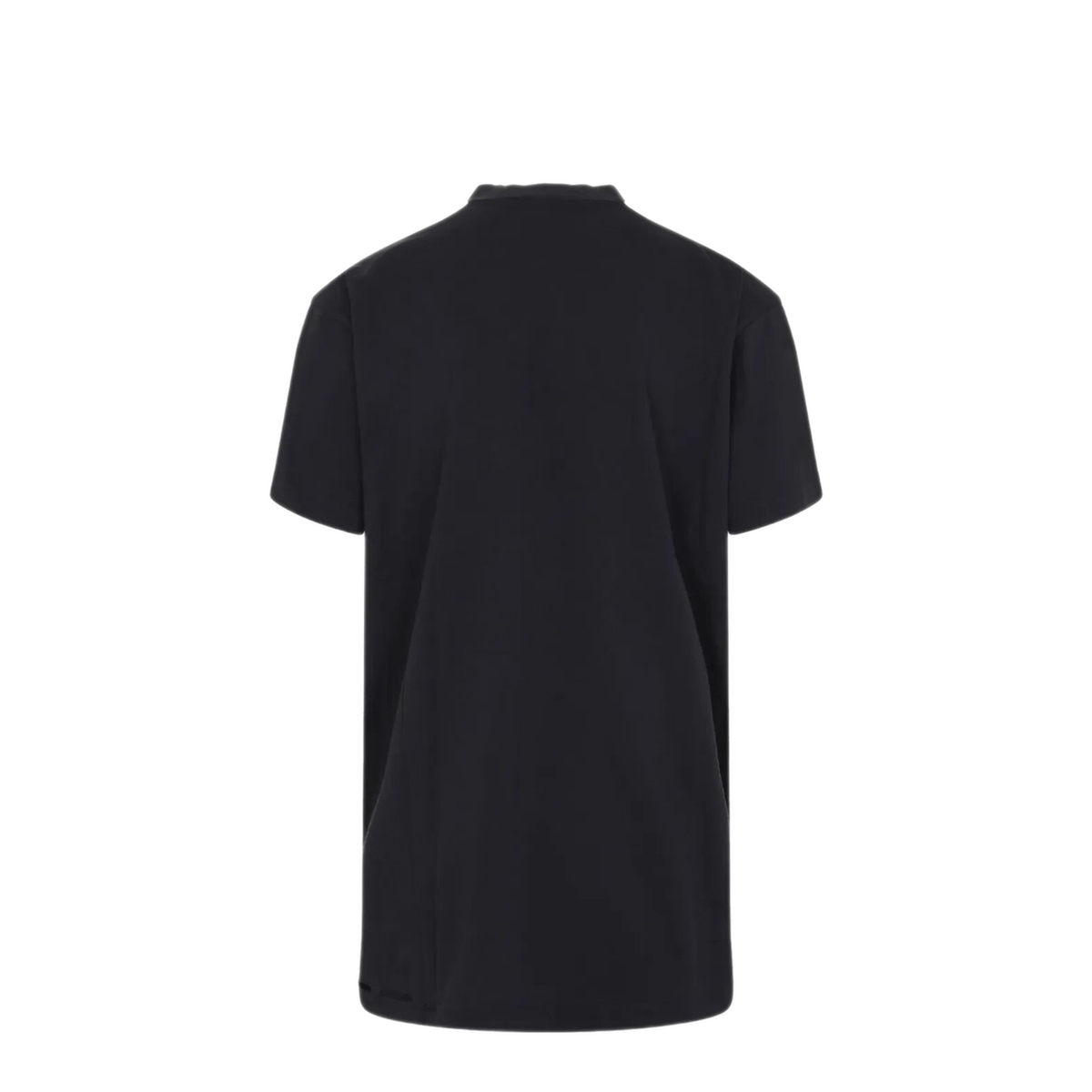 Black Mock Neck Drop Shoulder Short Sleeves