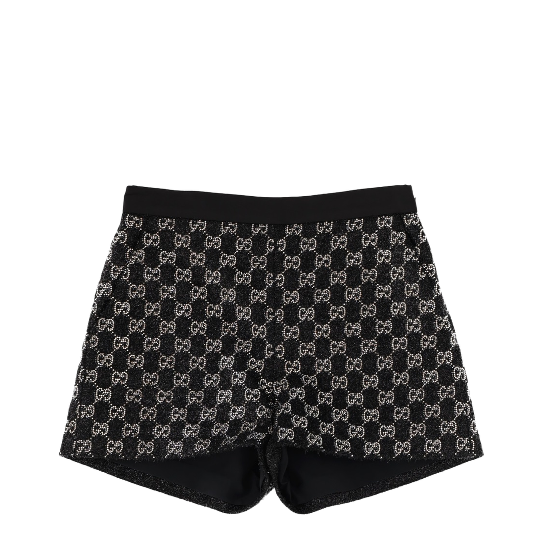 Embroidered Wool Tweed Lamé Shorts
