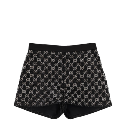 Embroidered Wool Tweed Lamé Shorts