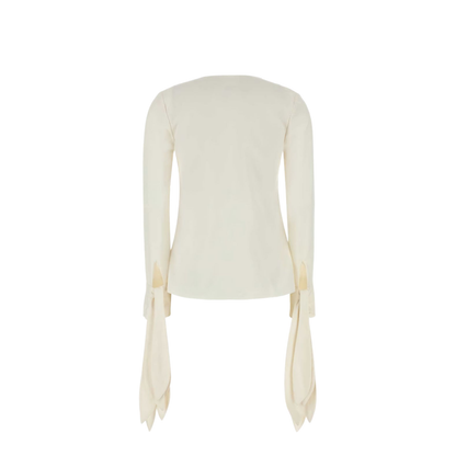 Pull-On V-Neck Ruffled Long Sleeve Top