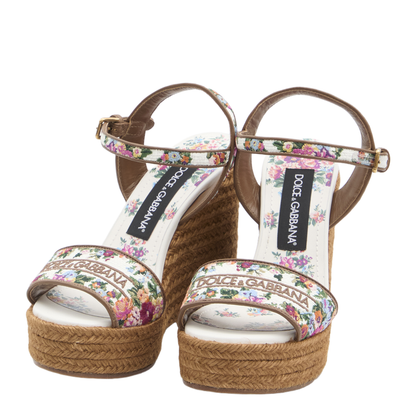 Wedge Sandals with Logo Embroidery