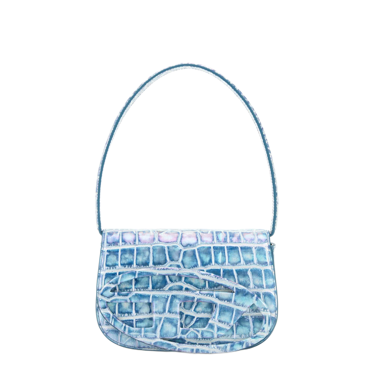 1DR Shoulder Bag Medium Polyurethane - Clear Blue