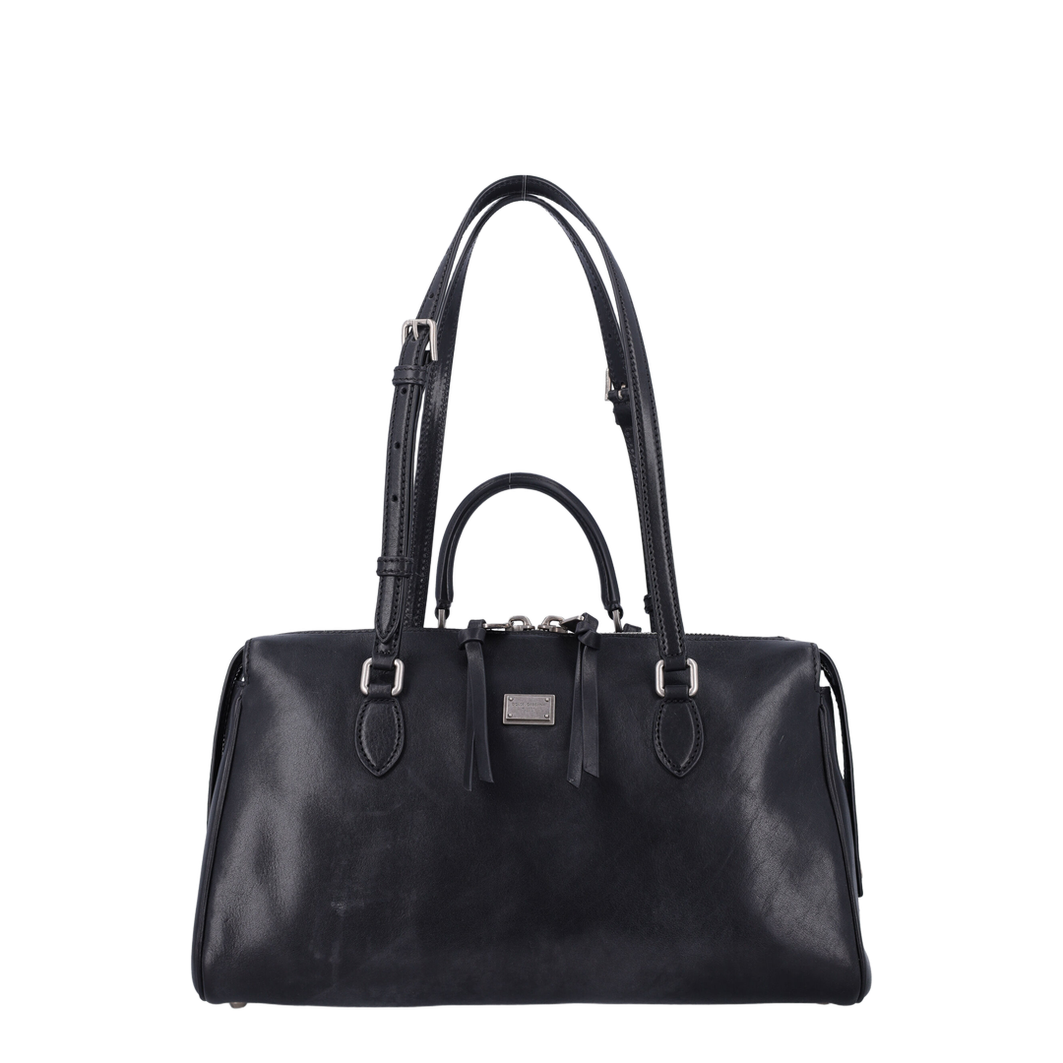 Vittoria Medium Calfskin Top Handle Bag - Black