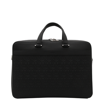 Salvatore Black Leather Business Gancini Top Handle Bag