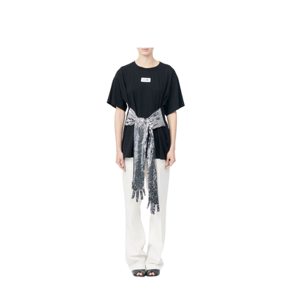 Black Cotton T-Shirt with Gloves