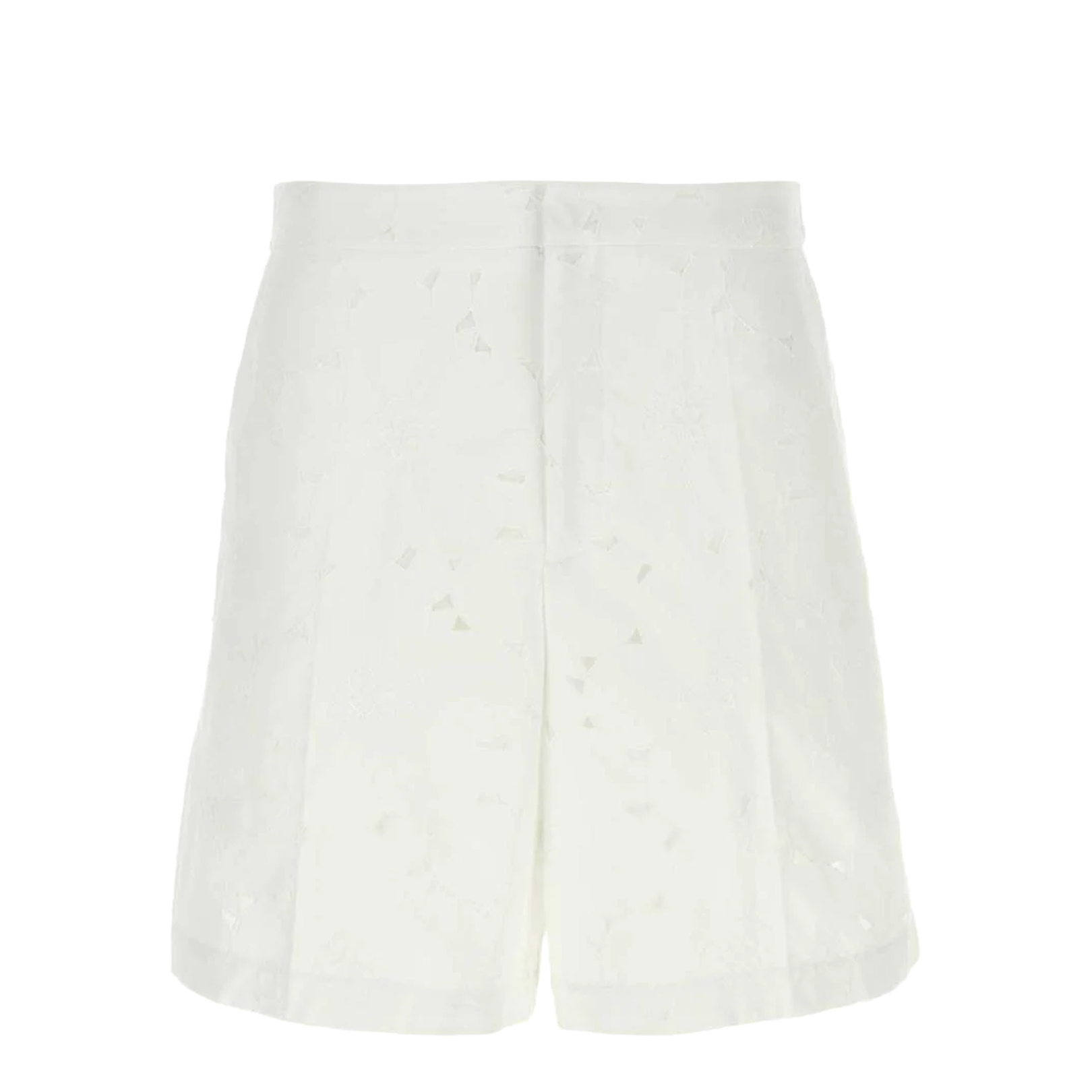 White Cotton Blend Bermuda Shorts