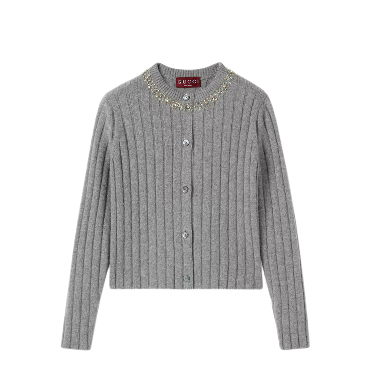 MAYFEYR - Gucci - Grey Rib Soft Wool Cardigan - 850583XKFAZ1176