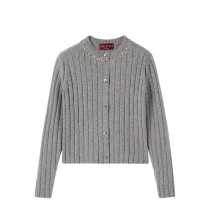 MAYFEYR - Gucci - Grey Rib Soft Wool Cardigan - 850583XKFAZ1176