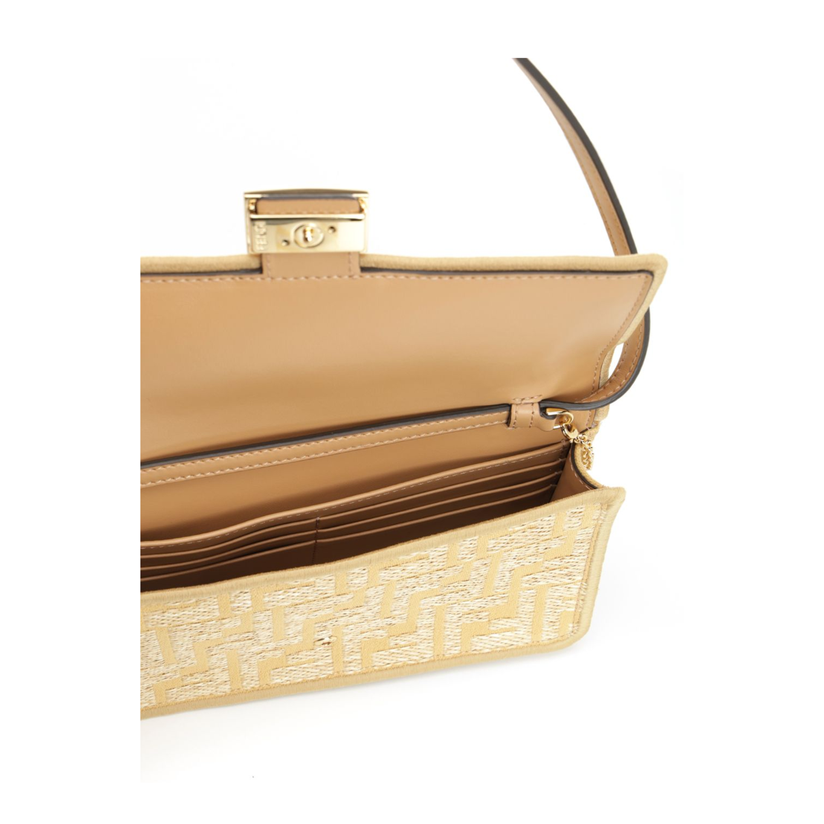 Wallet On Chain Baguette Fabric Beige