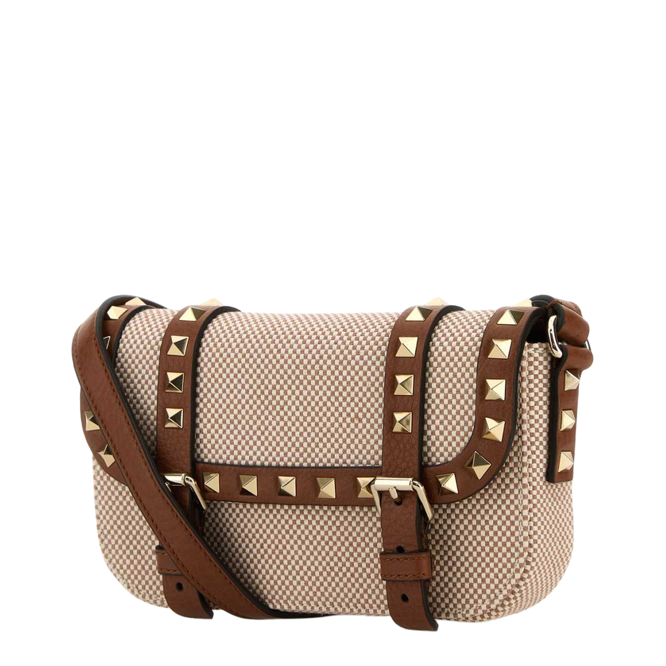 Two-Tone Canvas Rockstud Crossbody Bag
