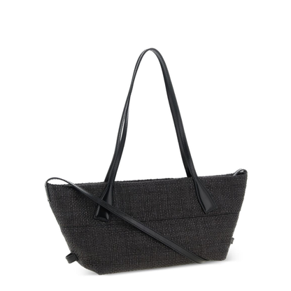 Small Track Tote Bag Raffia Black