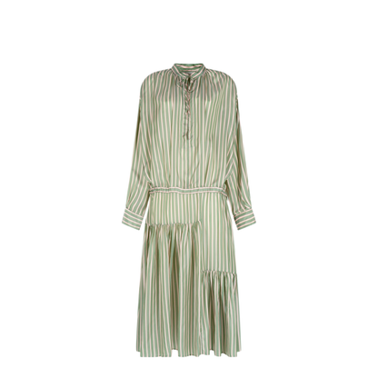 MAYFEYR - Dries Van Noten - Striped Long Dress With Drawstring Waist - 0110503274604