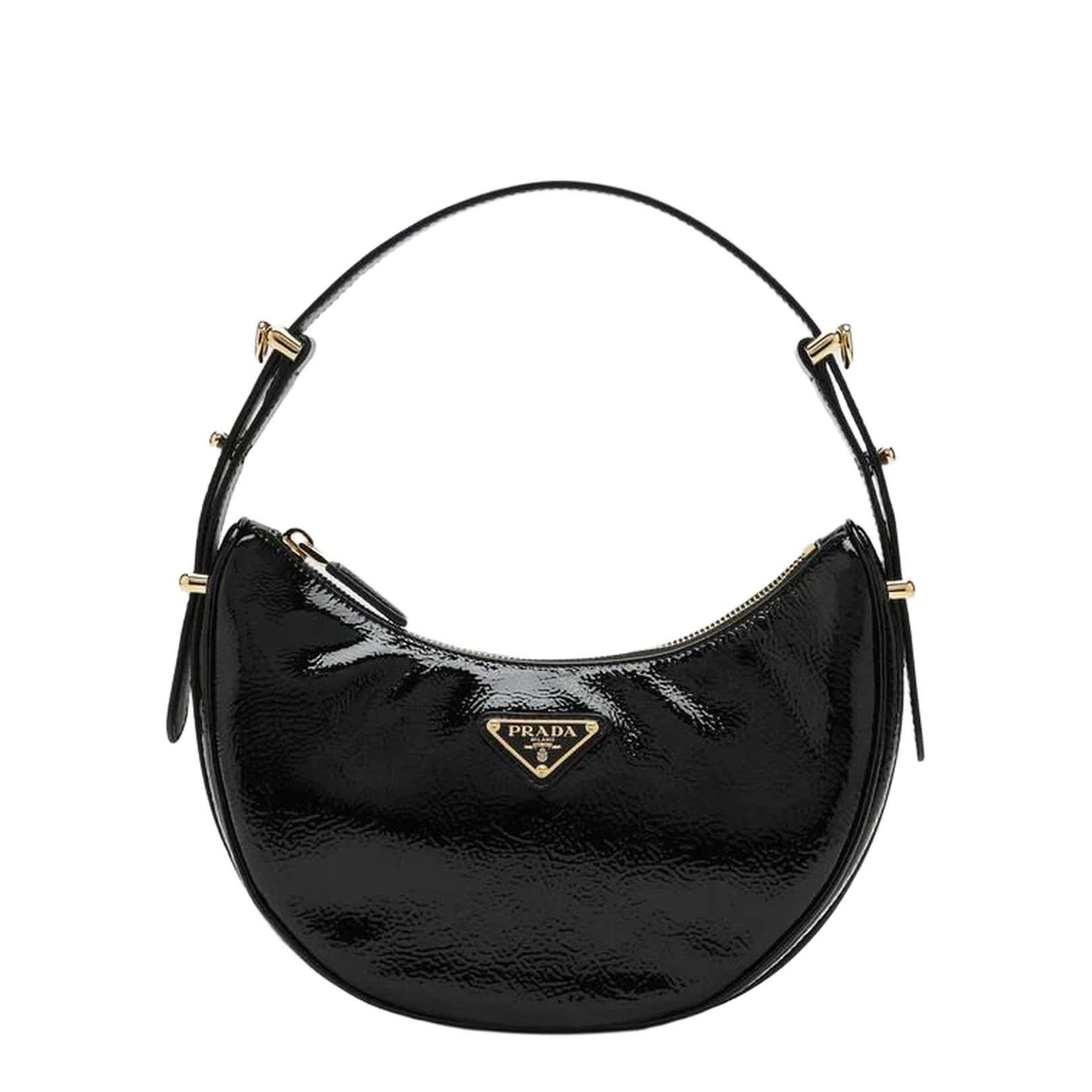 Black Naplak Patent Leather Shoulder Bag