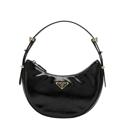 Black Naplak Patent Leather Shoulder Bag