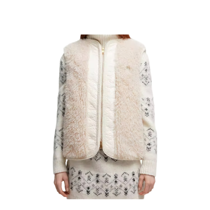 Light Beige Tournel Teddy Padded Gilet
