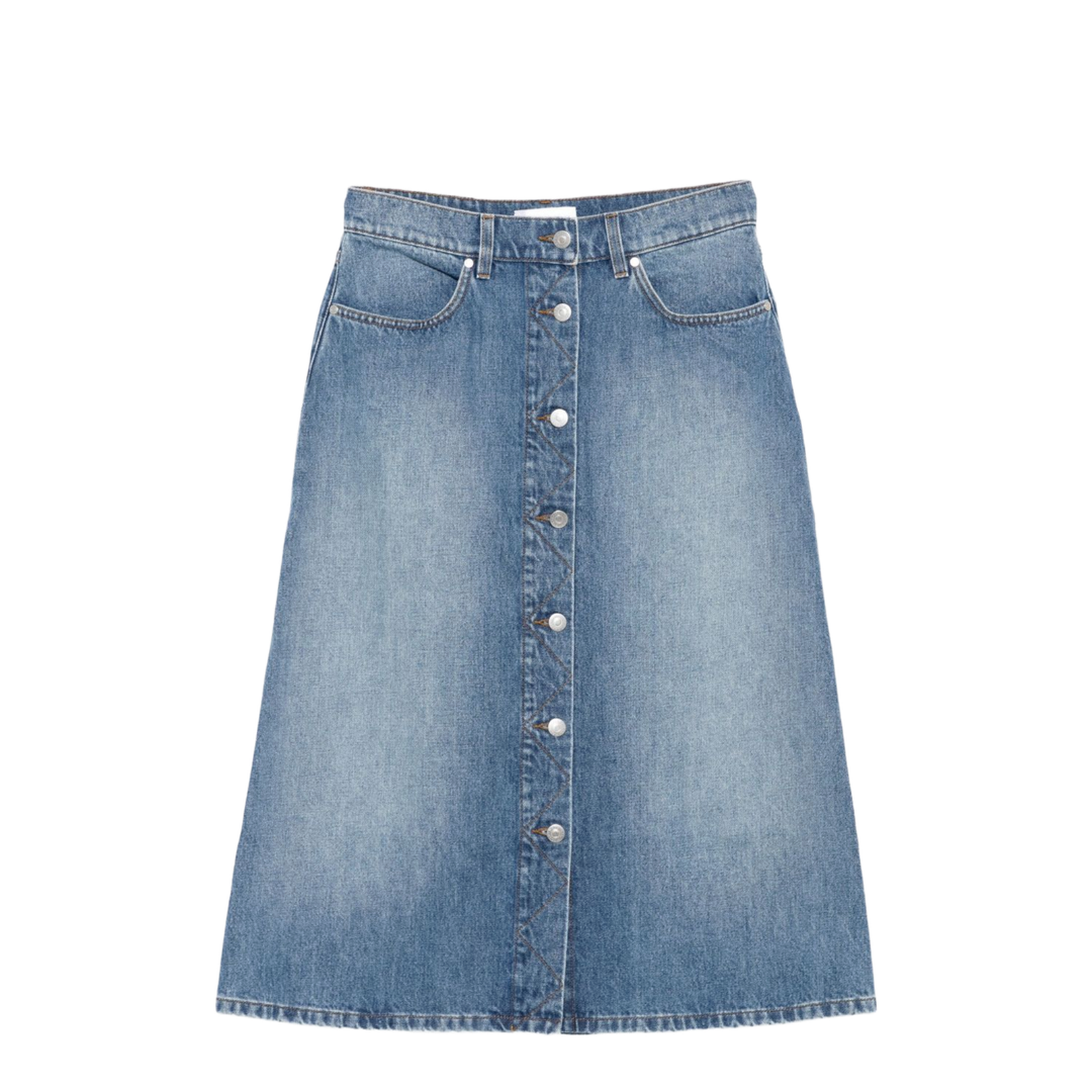 Denim Cotton Midi Skirt
