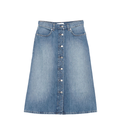 Denim Cotton Midi Skirt
