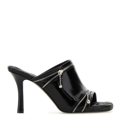 MAYFEYR - Burberry - Black Leather Peep Mules - 8080259A1189