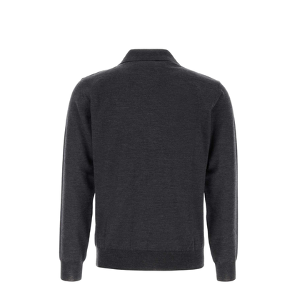 MAYFEYR - Valentino - Charcoal Wool Polo Shirt - 9V3KP04UBH9081