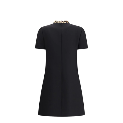 Black Dress with Bow on Front and Leopard Print