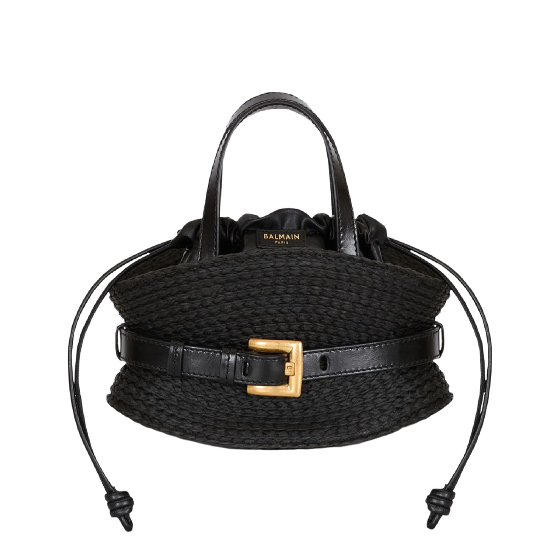 Shuffle Mini Bag in Calfskin and Raffia