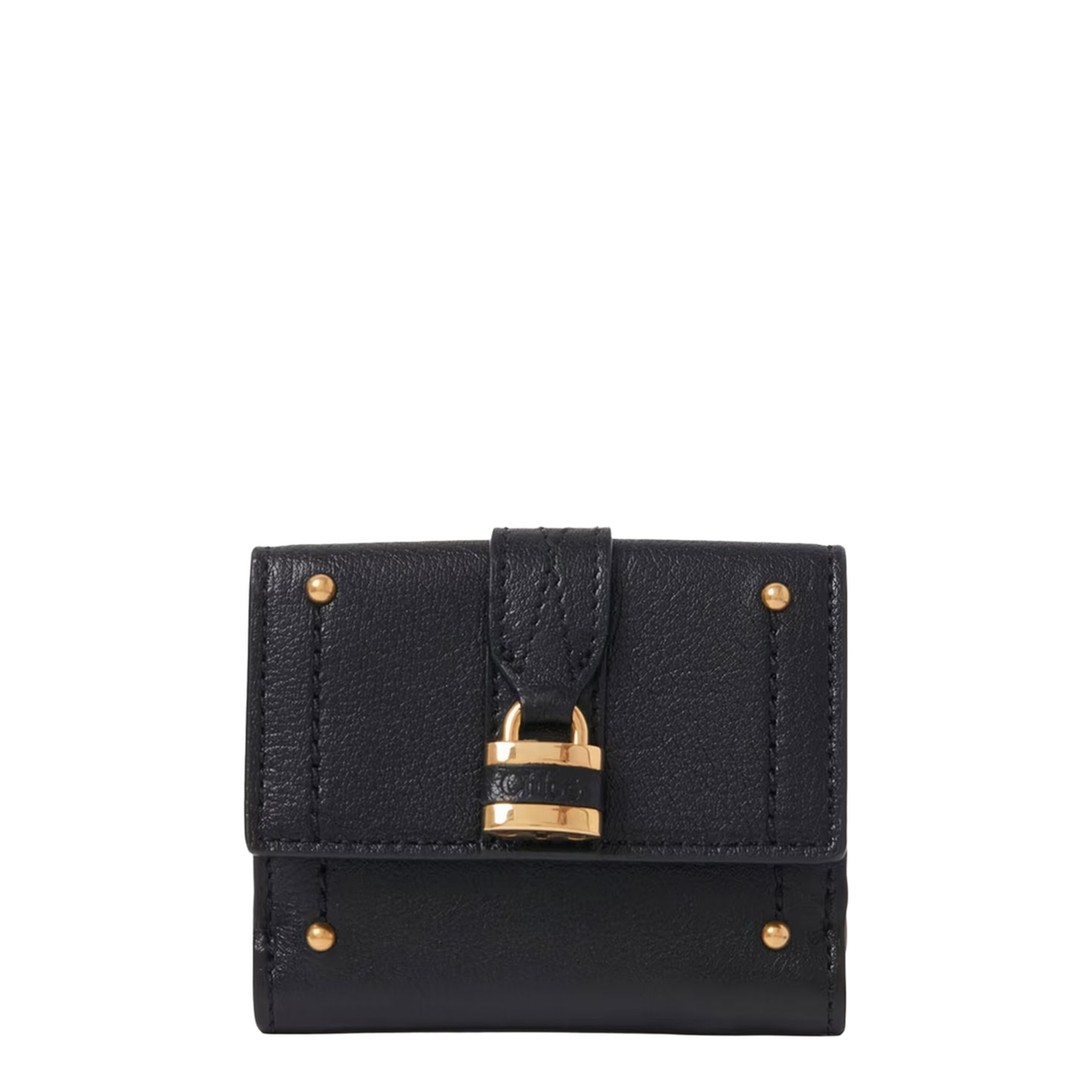 Mini Paddington Tri-Fold Wallet in Grained Buffalo Leather - Black