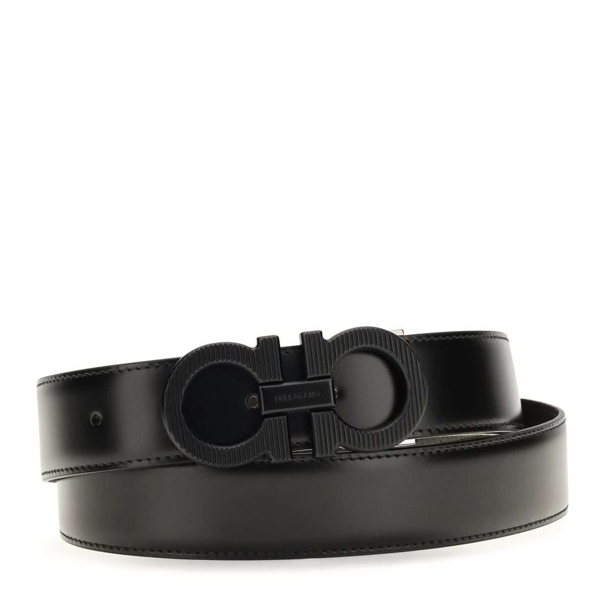 MAYFEYR - Ferragamo - Reversible Adjustable Belt With Textured Gancini Buckle - 796223003