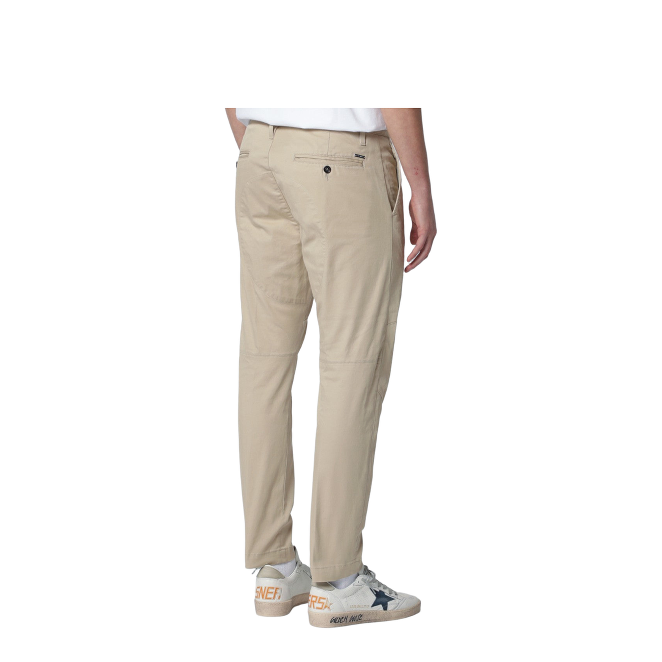 Beige Cotton-Blend Trousers