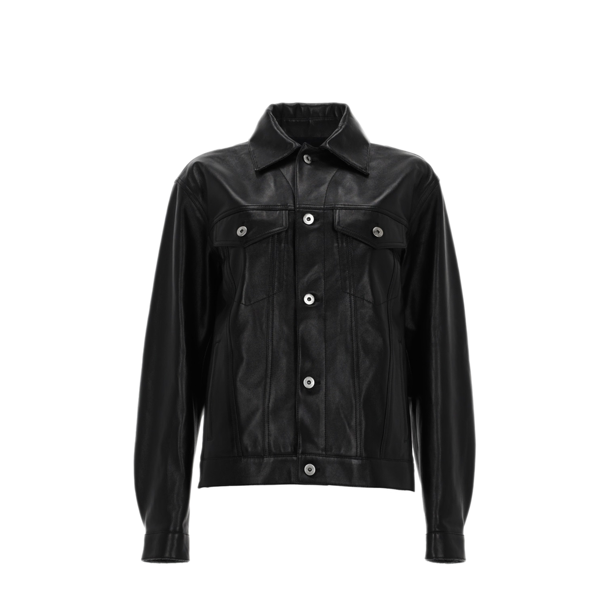 Black Nappa Leather Jacket With Intrecciato Leather Bandana