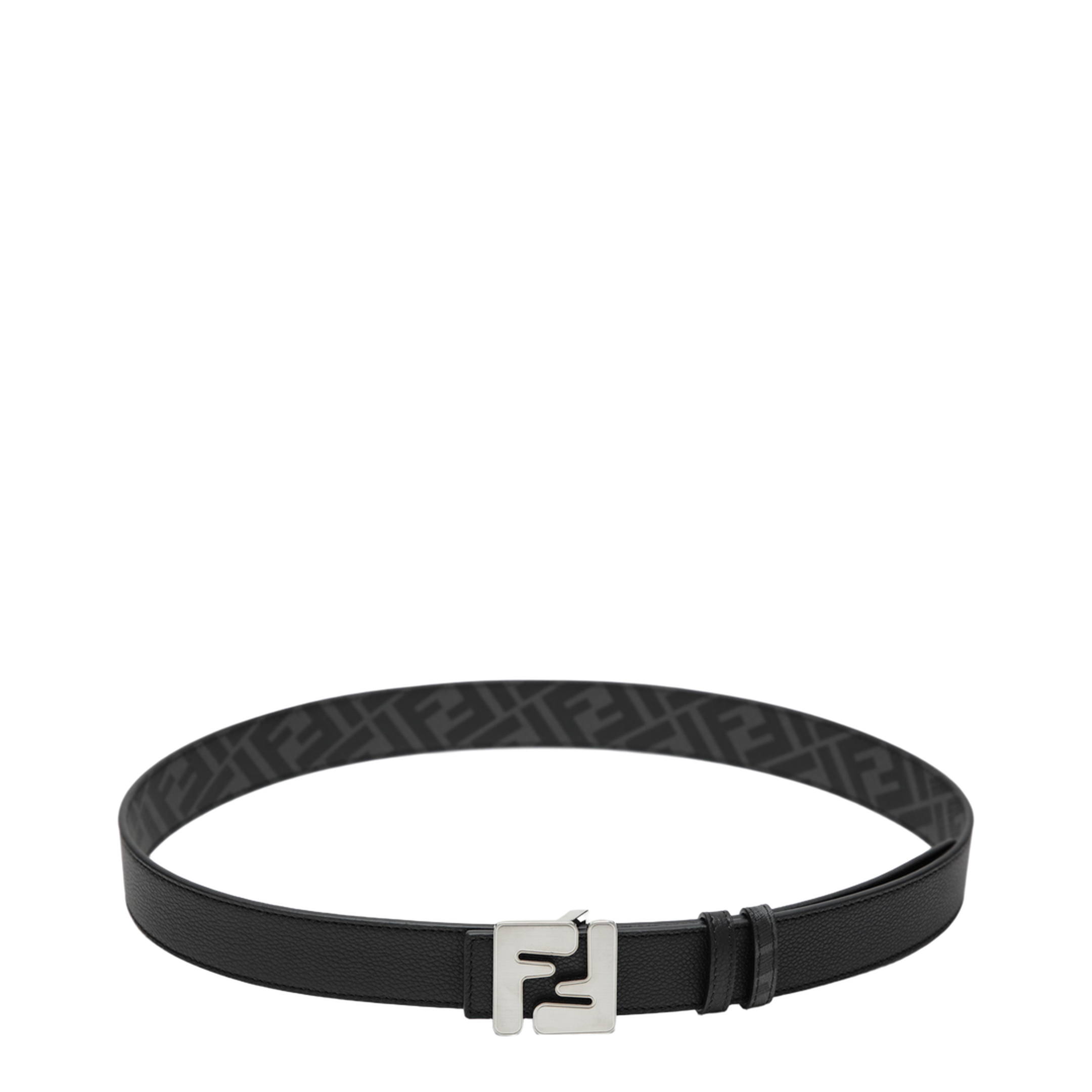 Reversible Squared Belt in Black Leather