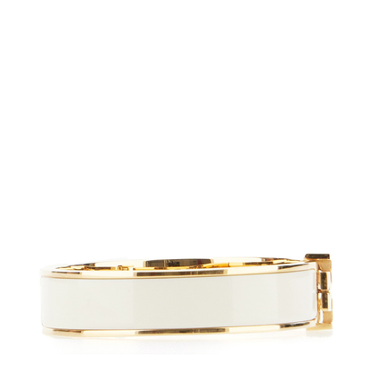 MAYFEYR - Tory Burch - White Bracelet With Logo Plaque Closure In 18K Gold-Plated - 167721700