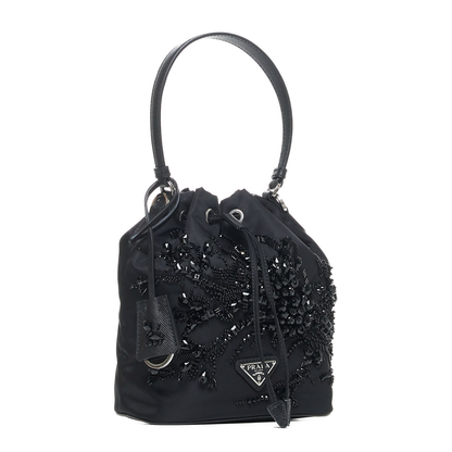 Crystals Re-Nylon Mini Bucket Bag