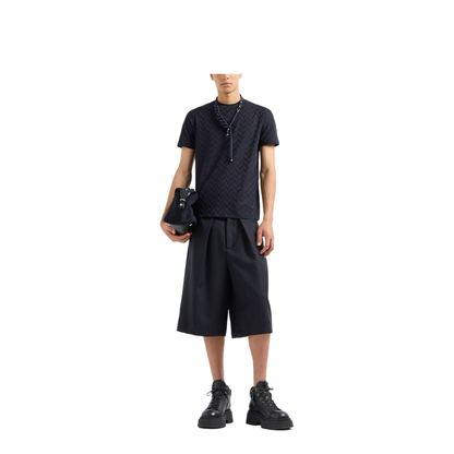 Jersey T-Shirt with All-Over Jacquard Pattern