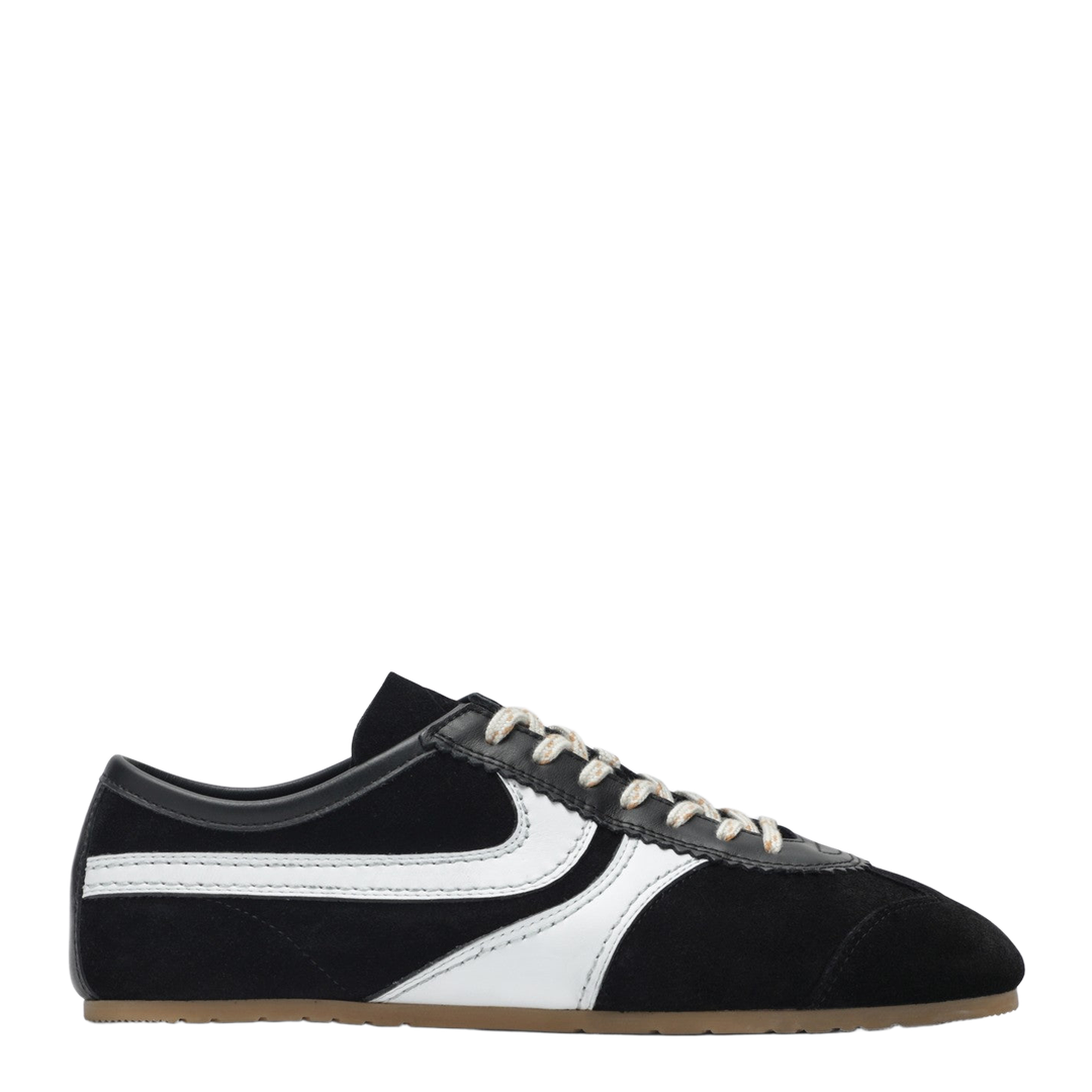 Black White Leather and Suede Sneakers