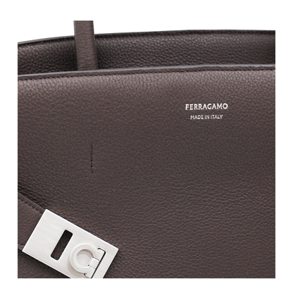 Dark Brown Leather Hug Top Handle Bag