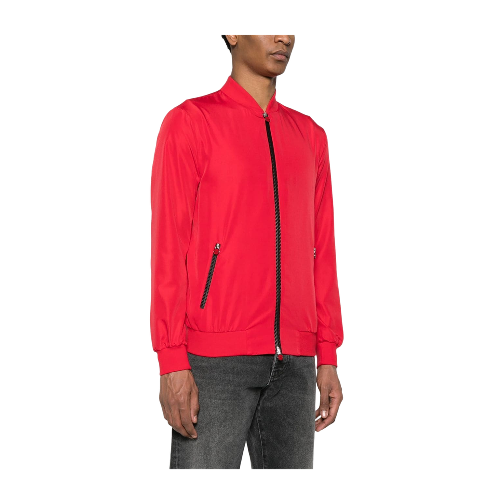 Crimson Red Baseball Collar Jacket