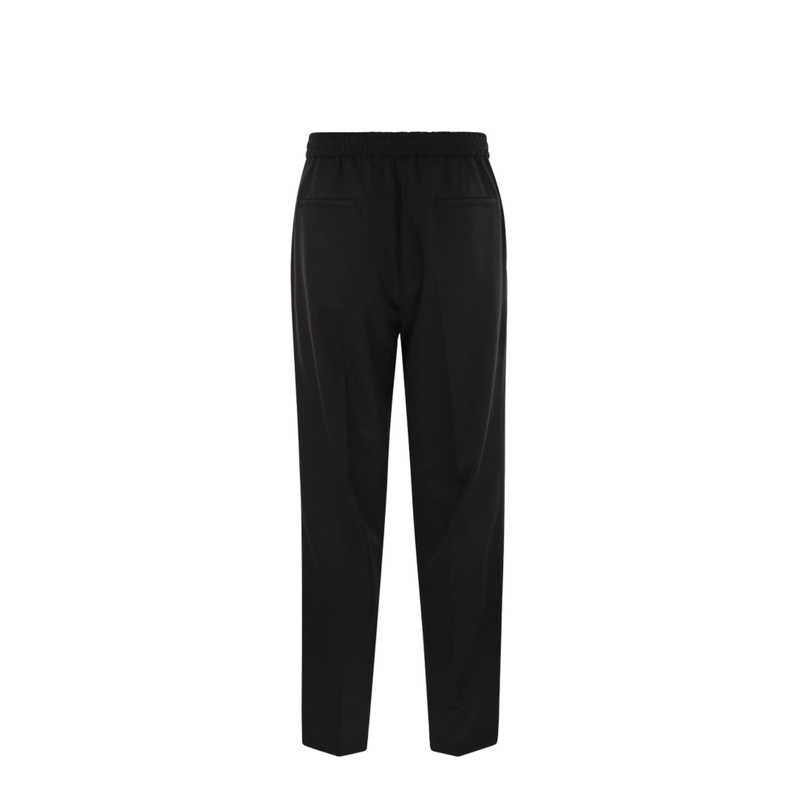 Leisure fit trousers in virgin wool flannel with drawstring and double darts