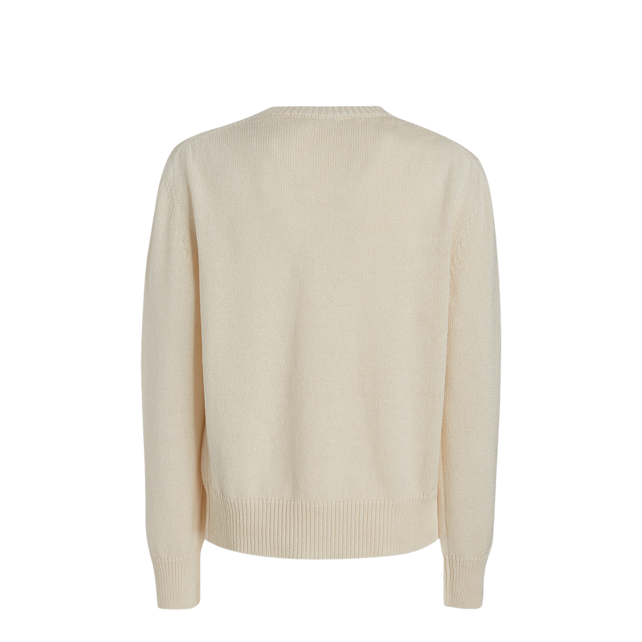 White Crewneck Ribbed Pull Cotton