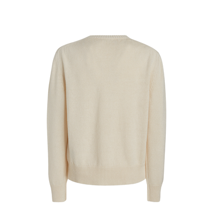 White Crewneck Ribbed Pull Cotton