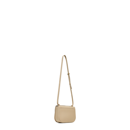 Beige Shoulder Bag with Metal Gancini Detail
