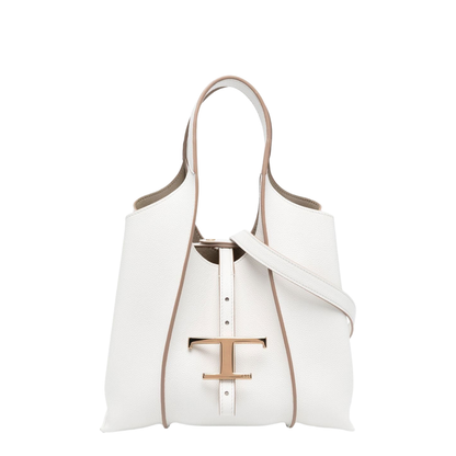 T Timeless Shopping Bag in Leather Mini - White