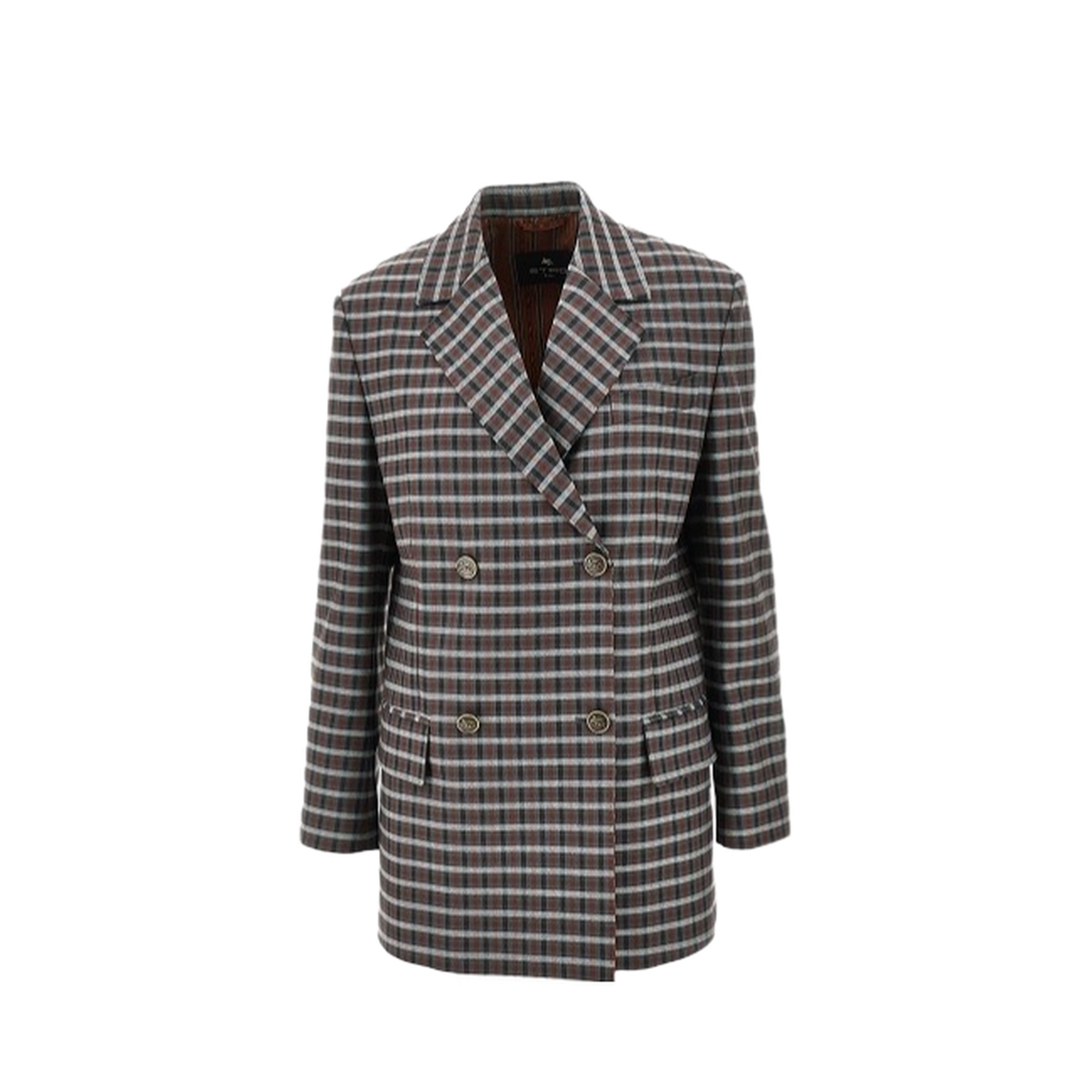 Double-breasted jacket in multicolored fabric