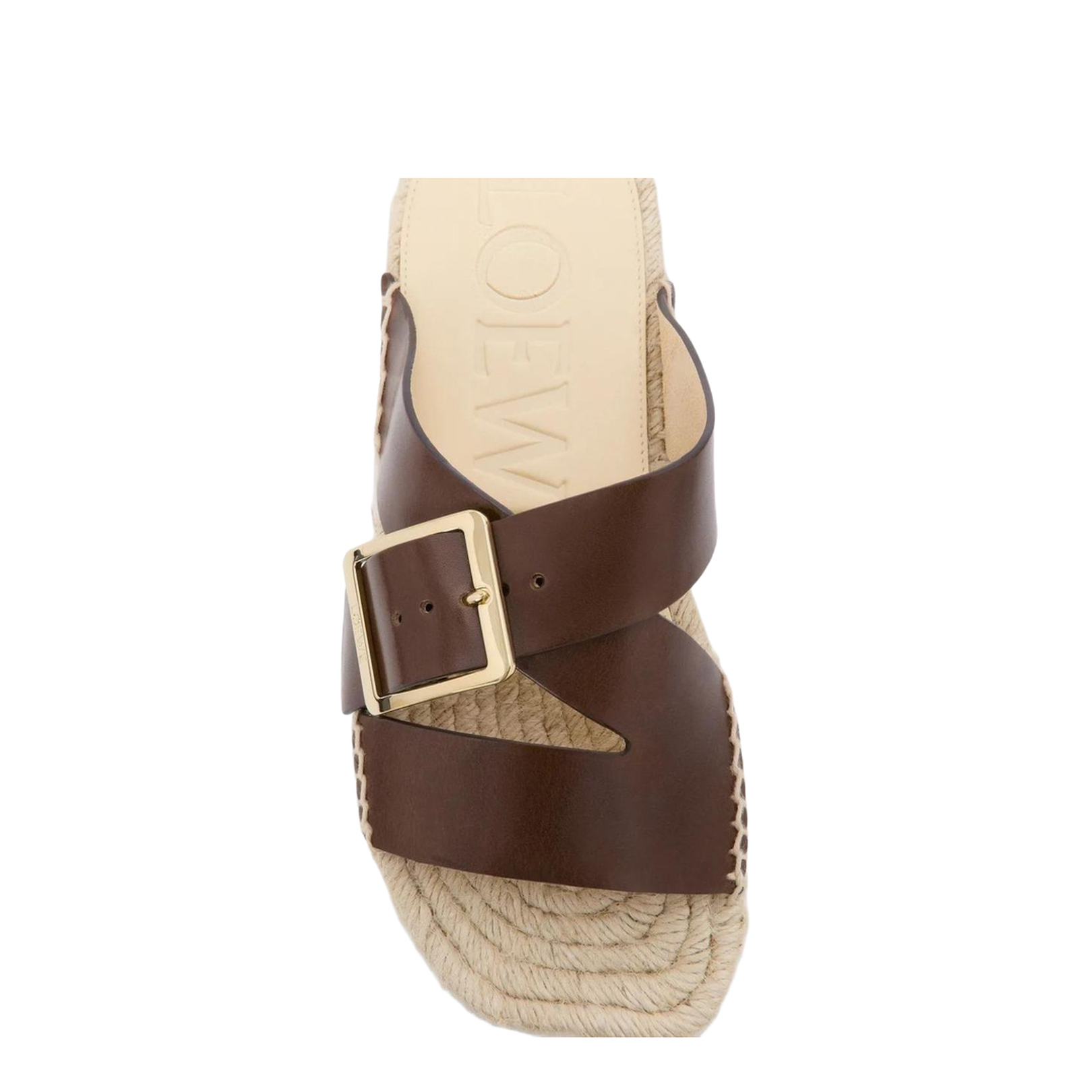 Petal Espadrille Slide in Vegetable-Tanned Calfskin Brown