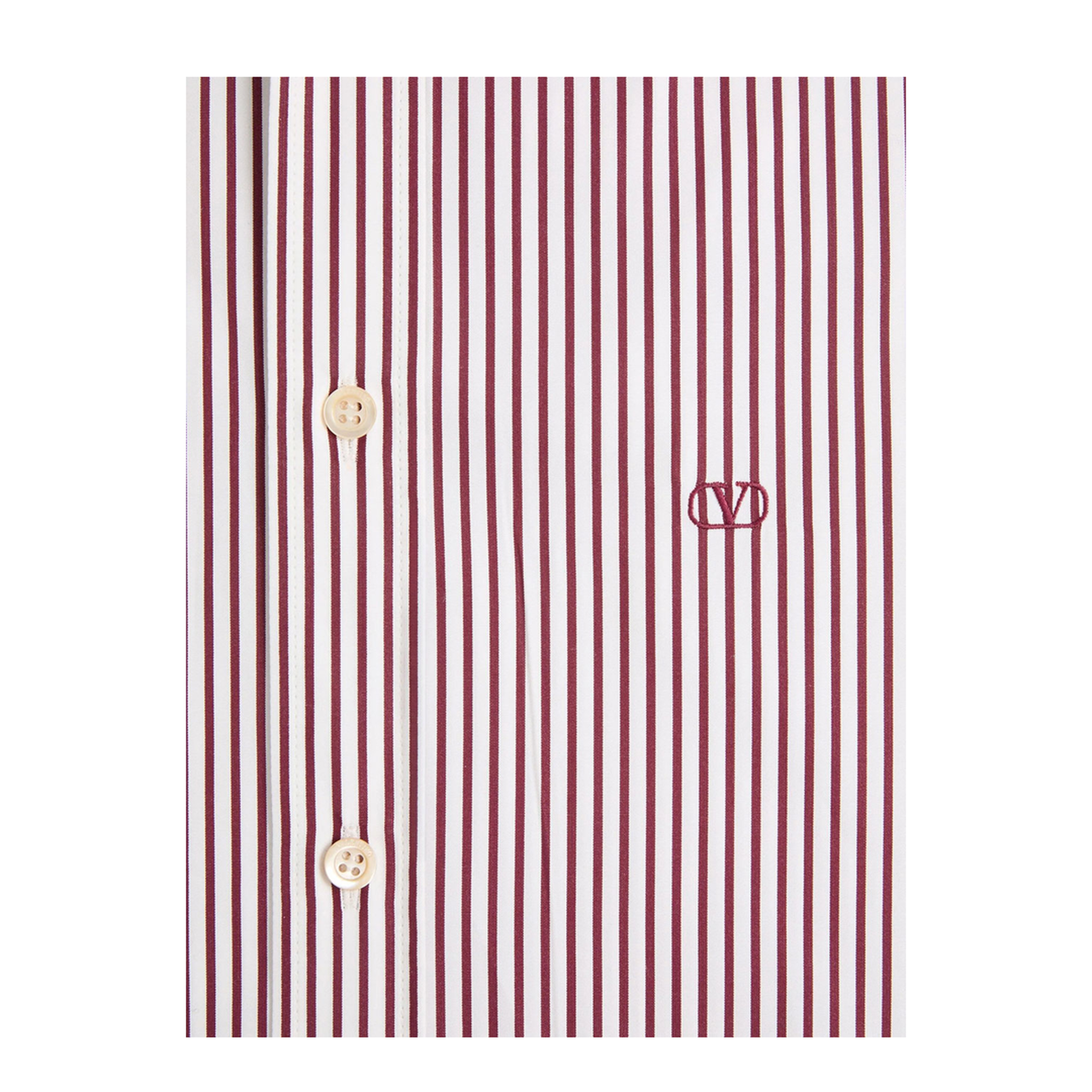 MAYFEYR - Valentino - Cotton Poplin Striped Shirt With Vlogo Embroidery - VABS81BMR