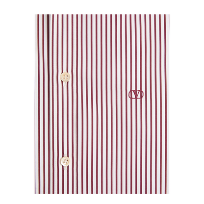 MAYFEYR - Valentino - Cotton Poplin Striped Shirt With Vlogo Embroidery - VABS81BMR