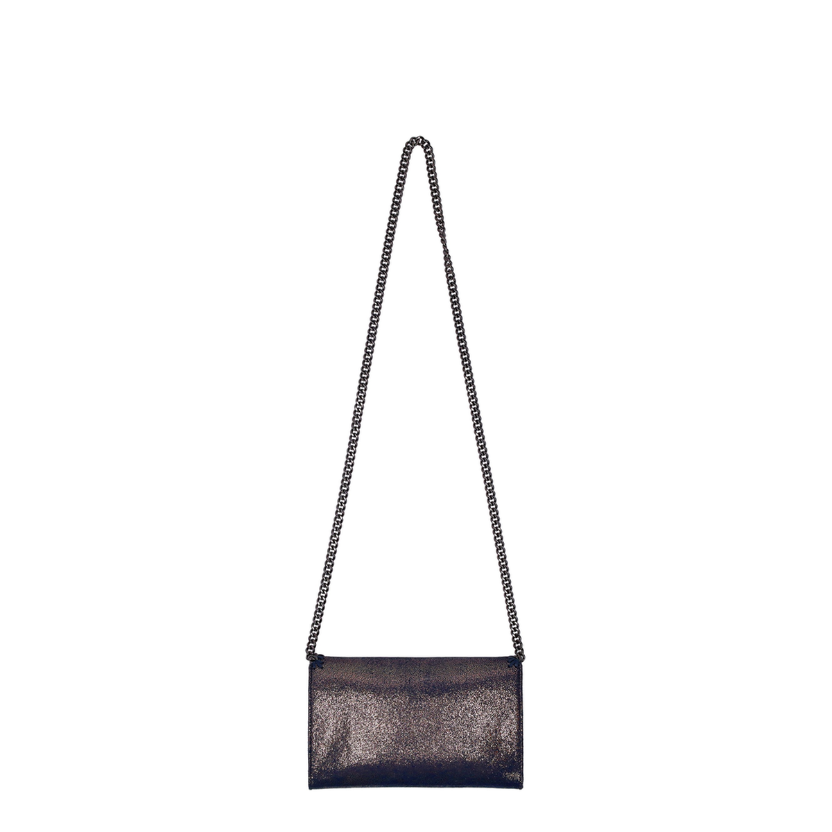 Falabella Matte Shaggy Deer Vegan Leather Chain Wallet - Dark Navy