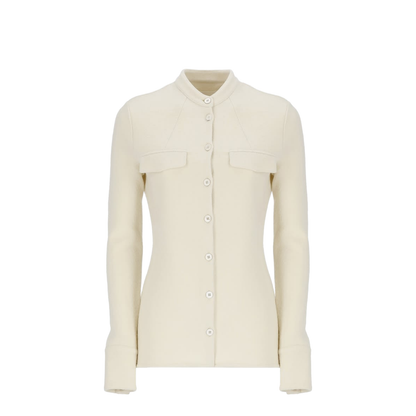 Ivory Stretch Wool Blend Shirt